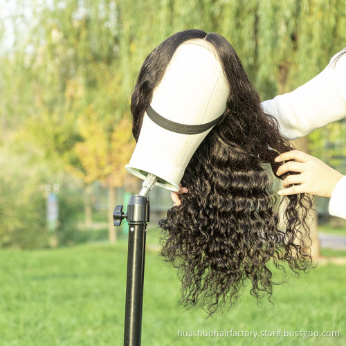 100% Brazilian Human Hair Lace Front Wig 150% Density Pre Plucked Natural Color Water Wave 4*4 Lace Closure Wig Remy